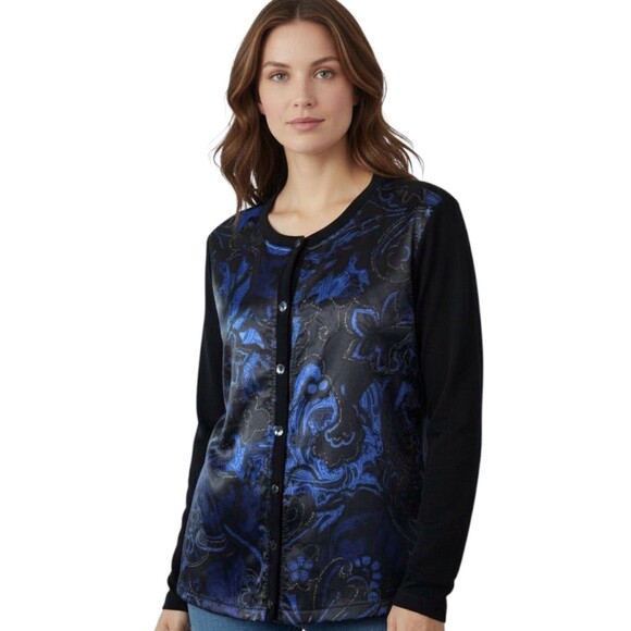 Chico's Jackets & Blazers - CHICO'S Travelers 3 Sz XL-16 Blue Metallic Button Up Blouse Jacket Women's